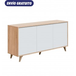 Aparador de 3 puertas de melamina roble canadian/blanco artik Relax Plus