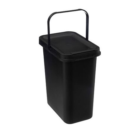 Cubo de basura 12L negro con asa