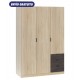Armario 3 puertas y 3 cajones roble 121x52x180cm