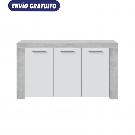 Aparador Ambit 3p. blanco y cemento 144x42x80cm