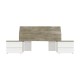 Cabecero + 2 mesitas blanco y roble alaska 256x34x97cm