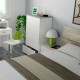 Cabecero + 2 mesitas blanco y roble alaska 256x34x97cm