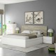 Cabecero + 2 mesitas blanco y roble alaska 256x34x97cm