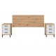 Cabecero + 2 mesitas roble nodi y blanco 240x33x101cm