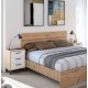 Cabecero + 2 mesitas roble nodi y blanco 240x33x101cm