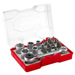 Caja de 20 piezas, llaves de vaso y puntas