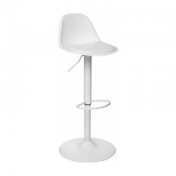 Taburete alto regulable con respaldo blanco