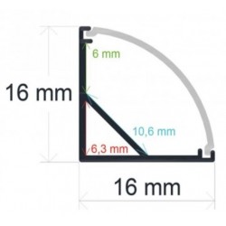 Perfil esquina cromo para tira led 2 metros