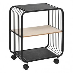 Estantería auxiliar de metal y madera con ruedas 43,3x28x53cm