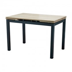 Mesa de cocina de cristal extensible roble y negro