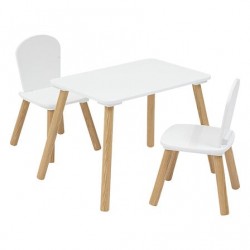 Conjunto mesa y 2 sillas infantiles estilo nórdico 58x38cm
