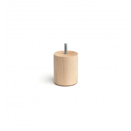 Pata madera redonda haya crudo 6,5x6,5x8cm