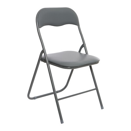Silla plegable de metal acolchada gris