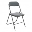 Silla plegable de metal acolchada gris