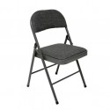 Silla plegable de metal con asiento negro jaspeado