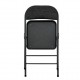 Silla plegable de metal con asiento negro jaspeado