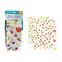 Bayeta/paño de cocina ultra absorbente frutas 3uds