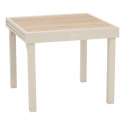 Mesa Piazza aluminio arcilla madera 90-180x90cm