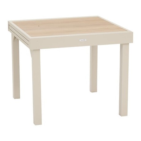 Mesa Piazza aluminio arcilla madera 90-180x90cm