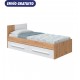 Cama juvenil con 2 cajones y cabecero en roble nodi y blanco artik Noa