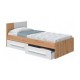 Cama juvenil con 2 cajones y cabecero en roble nodi y blanco artik Noa