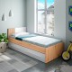 Cama juvenil con 2 cajones y cabecero en roble nodi y blanco artik Noa