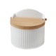Salero porcelana grabada con tapa bambú