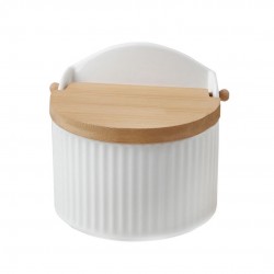 Salero porcelana grabada con tapa bambú