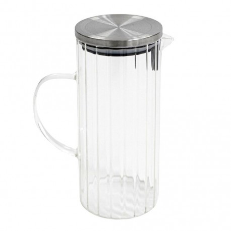 Jarra de cristal slim con asa y tapón inox 1,4L
